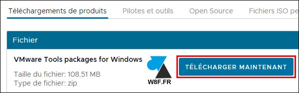 tutoriel télécharger VMware Tools ISO zip