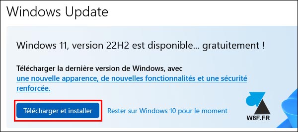 tutoriel mise jour niveau update Windows 10 vers Windows 11 22H2