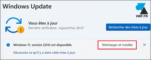 tutoriel installer mise à jour 22H2 Windows 11 update 2022