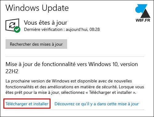 tutoriel Windows 10 22H2 Windows Update WU