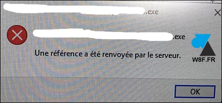 Une référence a été renvoyée par le serveur