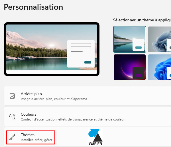 tutoriel Windows 11 Paramètres Personnalisation Thèmes W11