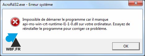erreur Adobe api-ms-win-crt-runtime-l1-1-0.dll