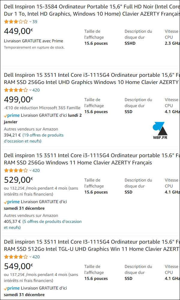 Dell Inspiron 15 3000 pas cher sur Amazon