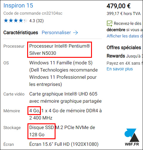 Dell Inspiron 15 3000 pas cher sur Amazon
