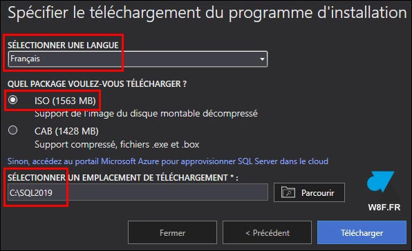 tutoriel download ISO SQL Server 2019