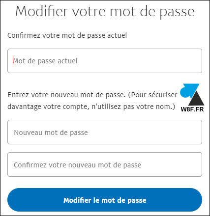 tutoriel PayPal changer mot de passe