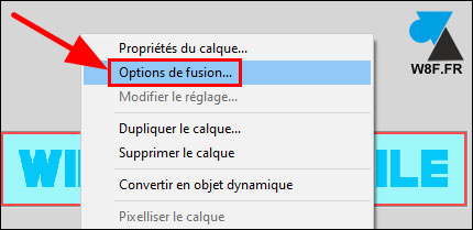 tutoriel Photoshop calque texte option fusion
