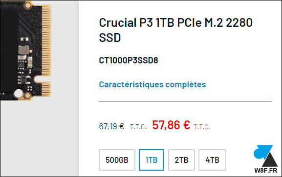 SSD Crucial P3 1To NVMe M2