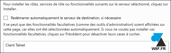 tutoriel Windows Server fonctionnalites client telnet