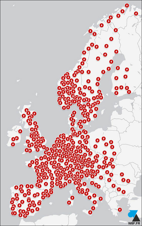 carte Tesla Superchargeur Europe