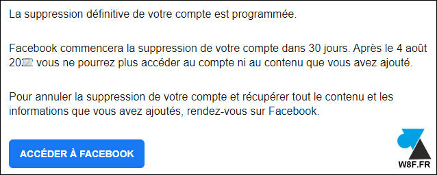 tutoriel effacer compte Facebook mail