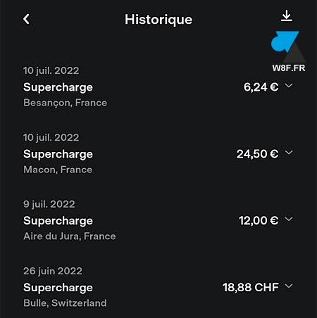 tutoriel Tesla historique recharge charge SUC