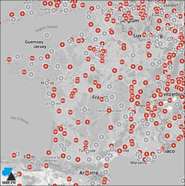 carte Tesla Superchargeur France 2023