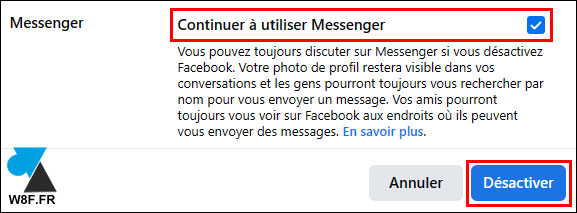 tutoriel désactiver Facebook garder Messenger