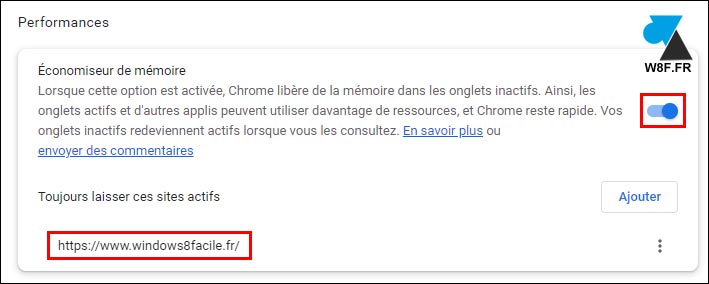 tutoriel Google Chrome option performances économie RAM mémoivre vive