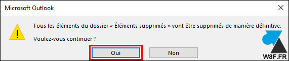 tutoriel Outlook vider éléments supprimés