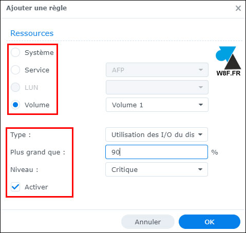 tutoriel NAS Synology creer regle alerte