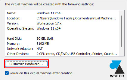 tutoriel VMware Workstation Windows 11 settings