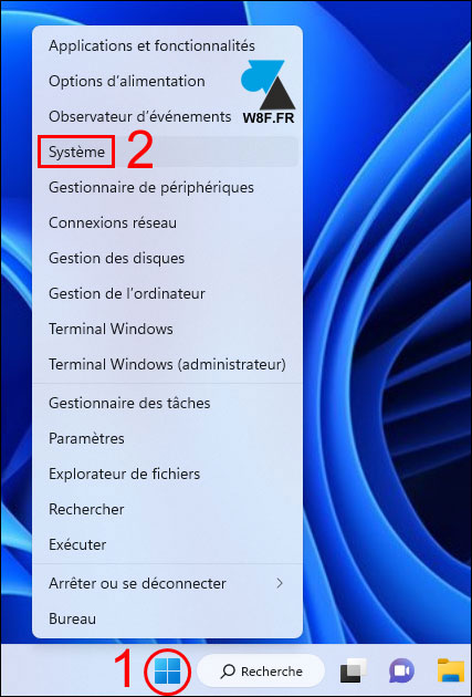 tutoriel Windows 11 clic droit menu demarrer systeme