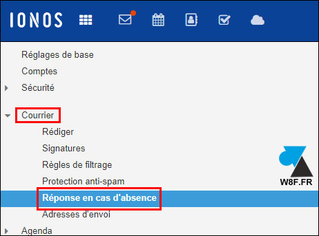 tutoriel webmail ionos 1&1 configuration courrier message absence