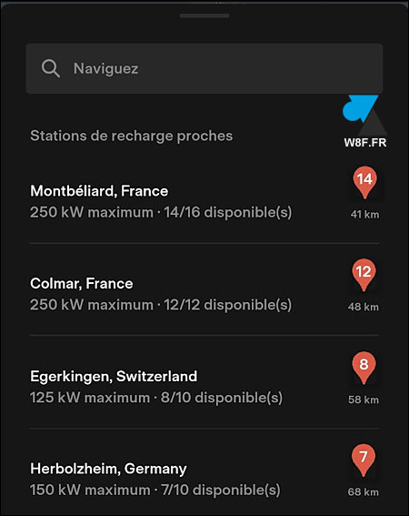 tutoriel app Tesla naviguer GPS SUC Superchargeur