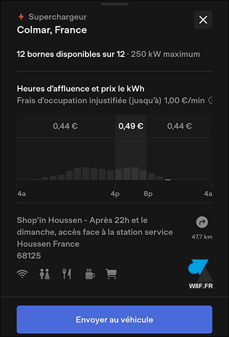 tutoriel app Tesla naviguer GPS SUC Superchargeur