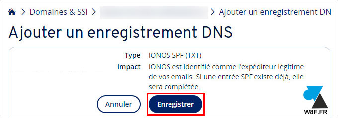 tutoriel 1&1 ionos SPF