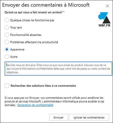 outlook commentaire ancienne interface