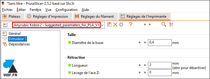 tutoriel Prusa Slicer importer config profil imprimante 3D