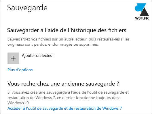 logiciel Windows Backup sauvegarde Windows 10