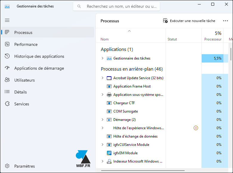 tutoriel Gestionnaire des taches Windows 11 processus