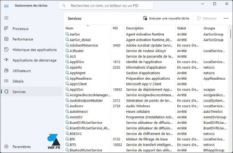 tutoriel Gestionnaire des taches Windows 11 services