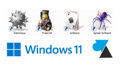 Demineur Spider Solitaire FreeCell jeux XP sur Windows 11