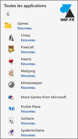 tutoriel installer jeux Windows 7 sur Windows 11 Spider Solitaire Demineur Freecell Mahjong