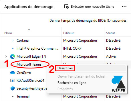 tutoriel Windows 11 gestionnaire des taches applications demarrage Teams