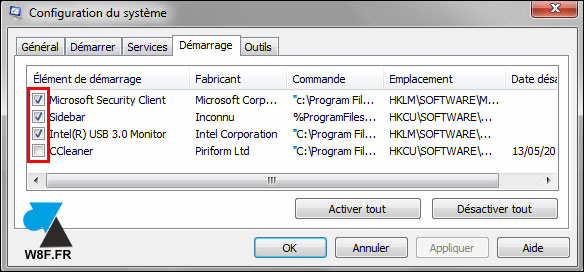 tutoriel msconfig Windows 7 demarrage