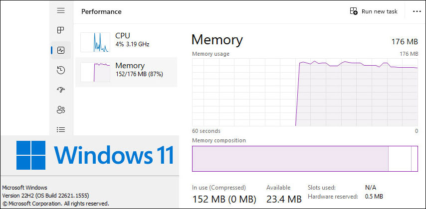 Windows 11 176mo ram Tiny11