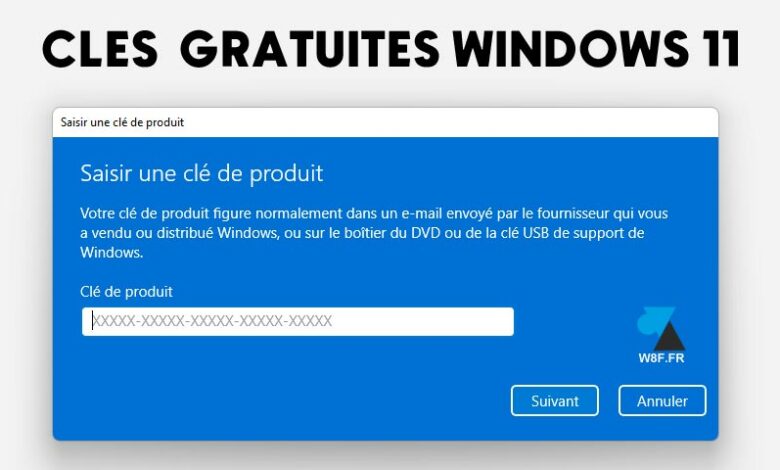 Licences (clé de produit) gratuites pour installer Windows 11