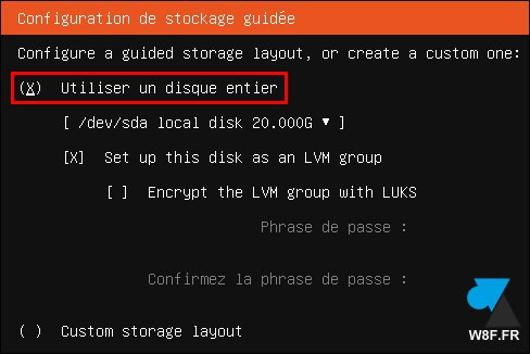 install ubuntu server stockage disque dur