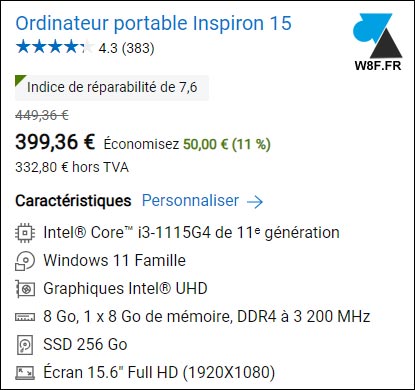 achat dell inspiron 399 euros