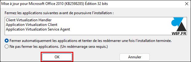 fermeture automatique logiciels Windows