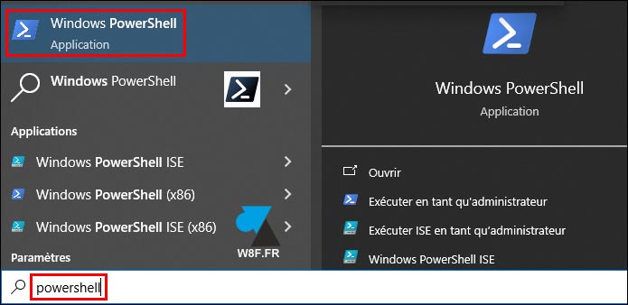 tutoriel ouvrir powershell Windows 10