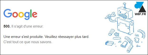 google erreur 500