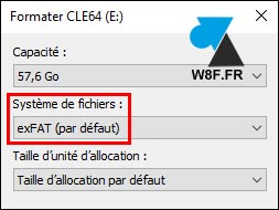 cle usb fat32 exfat