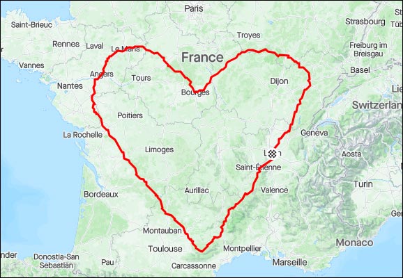 coeur velo gps drawing stravart