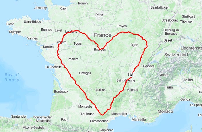 gps drawing coeur velo