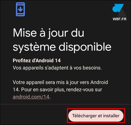 mise a jour installer android 14 disponible