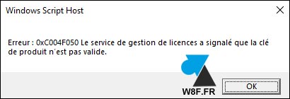 windows erreur licence
