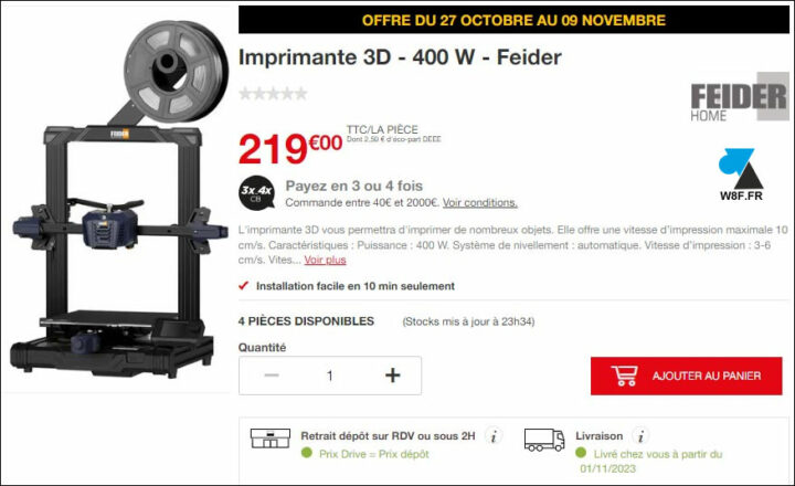 imprimante 3D Brico Depot Feider